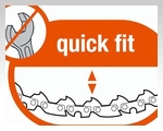 В начале работы система Quick-fit ("быстрая установка") позволяет легко и без применения инструментов установить и натянуть цепь. Закрепление шины и оптимальное натяжение цепи выполняется всего за один прием - исключительно просто и без необходимости в проверках и дополнительной регулировке. Просто поверните удобный винт (необходимое расстояние уже установлено). Это дает возможность быстро сосредоточиться на своей работе.